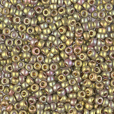 1986 - 2g Size 8/0 Miyuki seed beads in 24kt Green Gold Iris