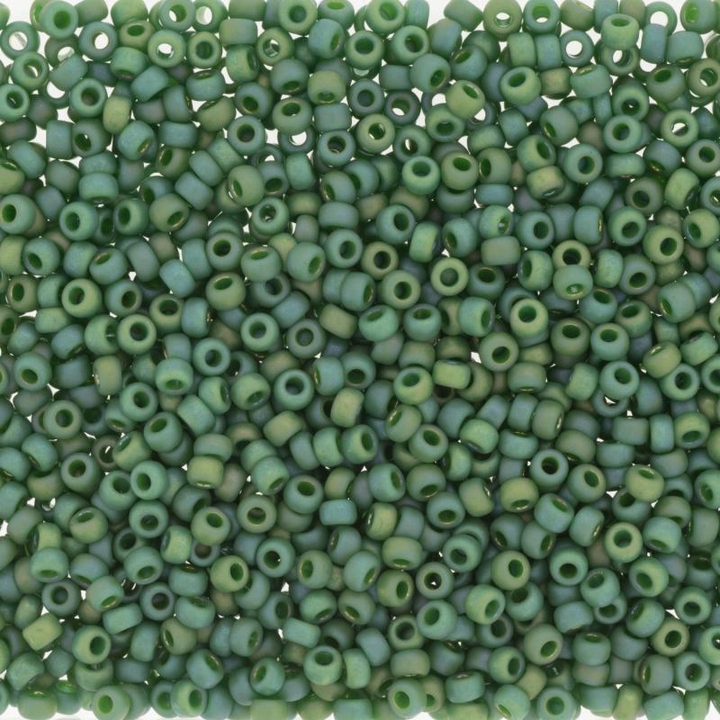 4699 - 10g Size 8/0 Miyuki seed beads in Frost Opaque Glaze Rainbow Green