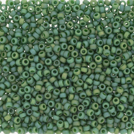 4699 - 10g Size 8/0 Miyuki seed beads in Frost Opaque Glaze Rainbow Green