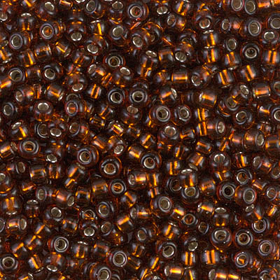 0005 - 10g Size 8/0 Miyuki seed beads in Silver Lined Dark Topaz