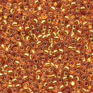 4261 - 10g Size 8/0 Miyuki seed beads in Duracoat Silver lined Amber Gold