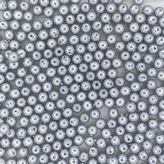 50 x 4mm round pearls in Grey