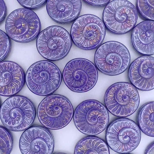 4 x 18mm fossils in Opaque Blue Nebula