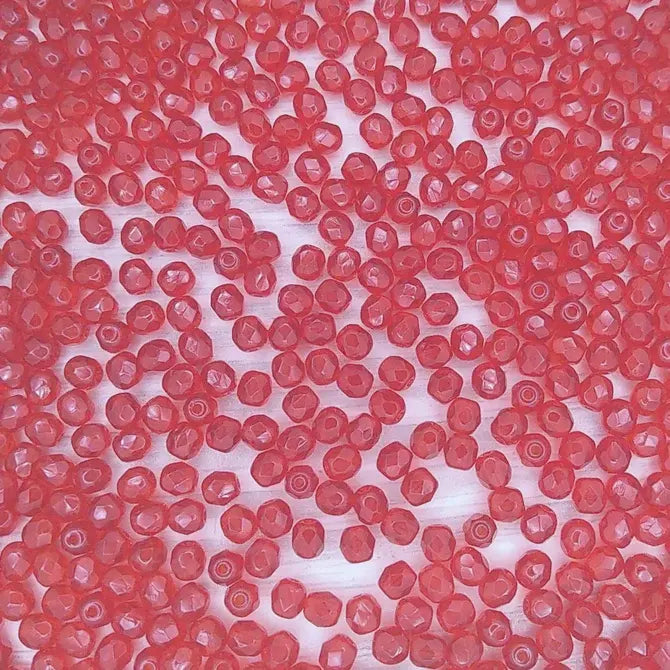 50 x 4mm faceted beads in Ruby Red