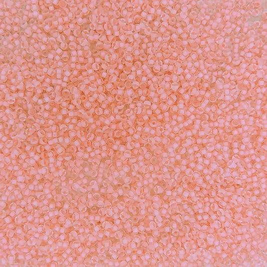 1934 - 10g Size 11/0 Miyuki seed beads in Semi Frosted Baby Pink lined Crystal