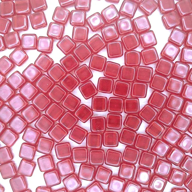 25 x 6mm Czech tiles in Siam Ruby