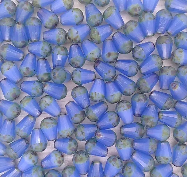 10 x faceted drops in Opal Sapphire Picasso (8x6mm)