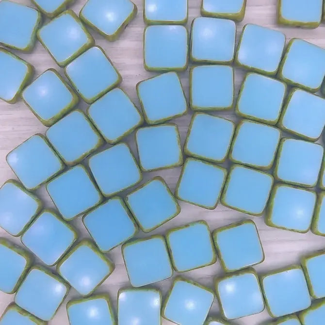 10 x 10mm table cut squares in Turquoise Picasso