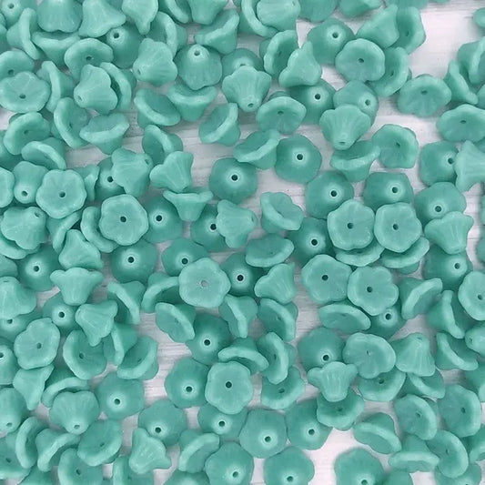 25 x flower cups in Green Turquoise (7x5mm)