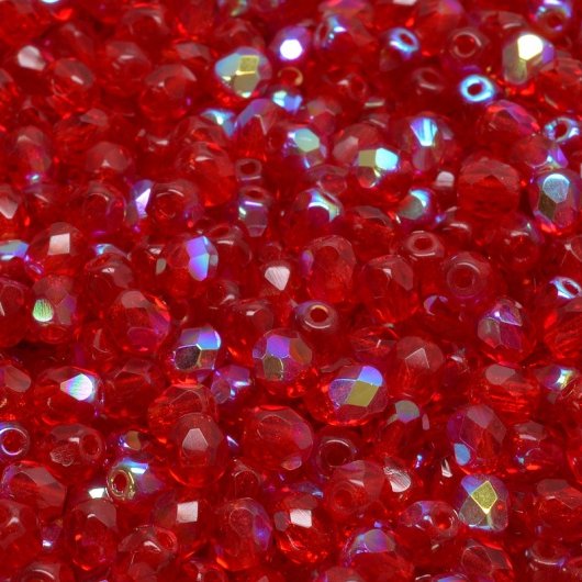 50 x 4mm faceted beads in Red AB