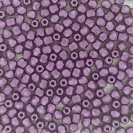 50 x 3mm faceted beads in Pastel Bordeaux