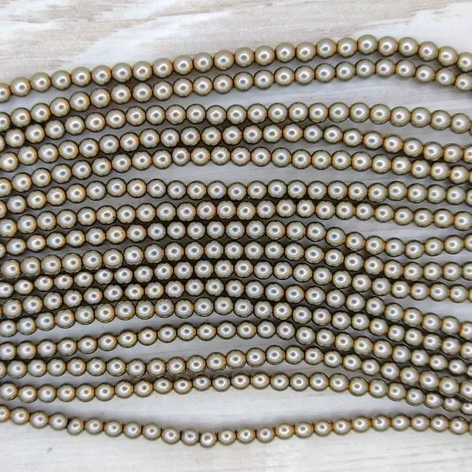 150 x 3mm round pearls in Latte