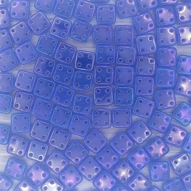 50 x CzechMate QuadraTiles in Opal Sapphire Iris Lustre