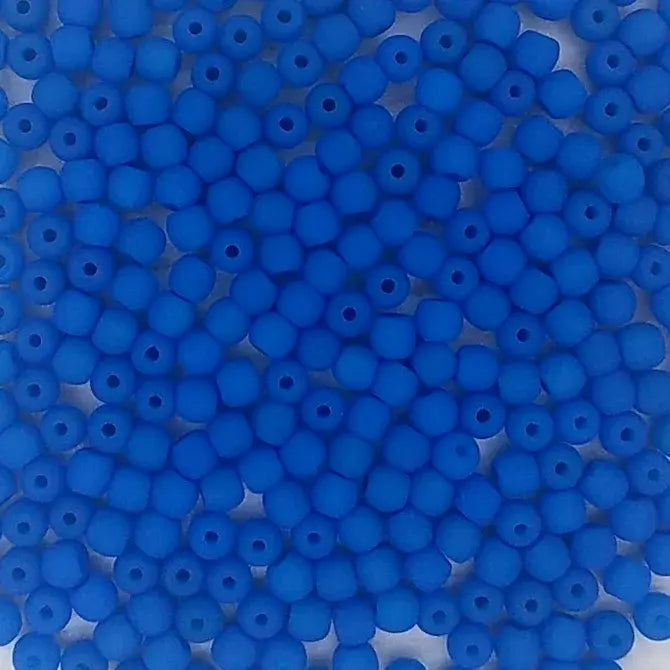 50 x 3mm round beads in Neon Electric Blue