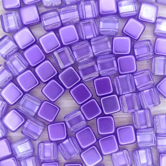 20 x 6mm Czech tiles in Crystal/Violet