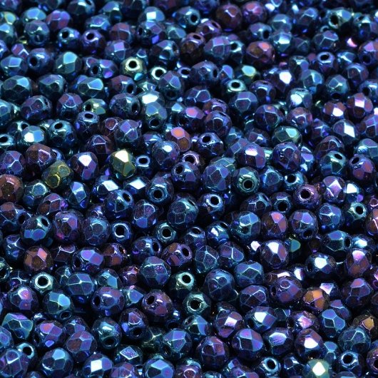 50 x 3mm faceted beads in Blue Iris