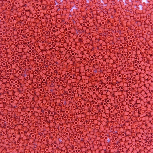 DB0795 - 25g Size 11/0 delicas in Matt Dyed Opaque Vermillion