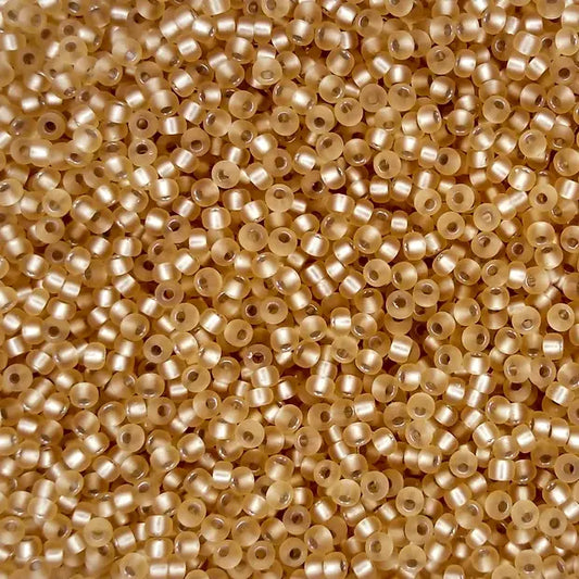 1902 - 10g Size 11/0 Miyuki seed beads in Semi Matt Silver lined Gold
