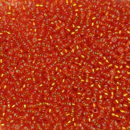 4264 - 10g Size 8/0 Miyuki seed beads in Duracoat Silver lined Pumpkin