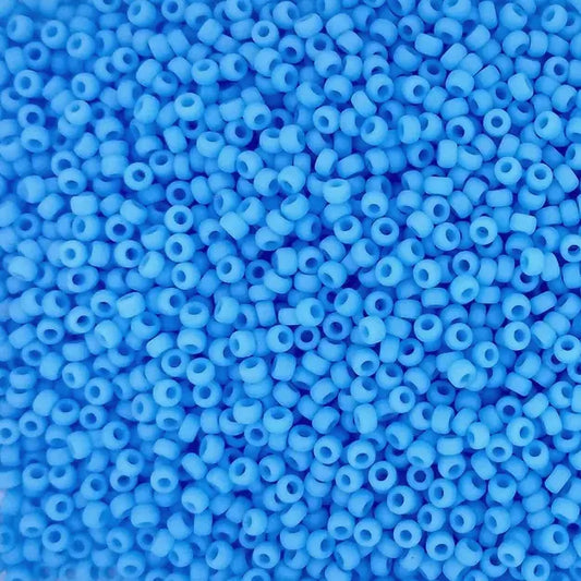 0413F - 10g Size 11/0 Miyuki seed beads in Matt Opaque Turquoise Blue