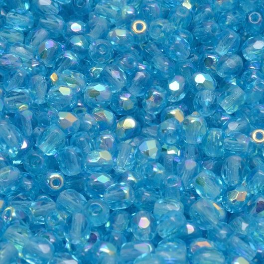 50 x 4mm faceted beads in Aqua Blue AB