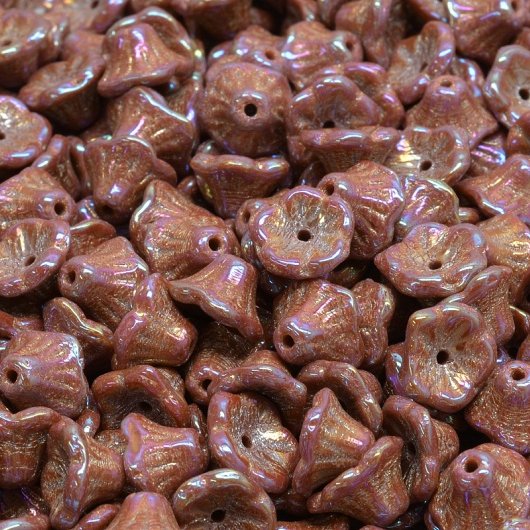25 x flower cups in Opaque Brown Rainbow (7x5mm)