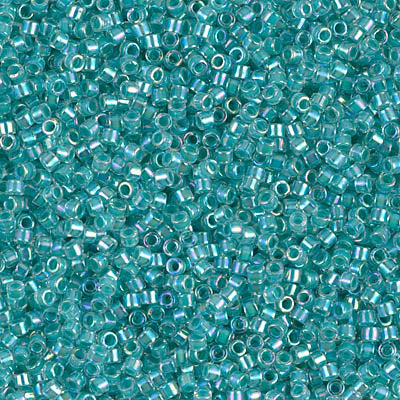 DB0079 - 25g Size 11/0 delicas in Turquoise Green lined Crystal AB