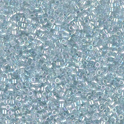 DB0110 - 5g Size 11/0 delicas in Transparent Light Marine Blue Gold Lustre