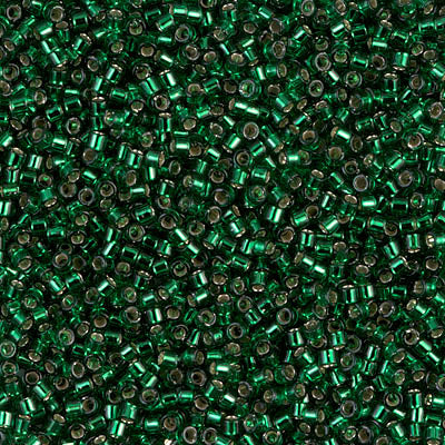 DB0148 - 1g Size 11/0 delicas in Silver lined Emerald