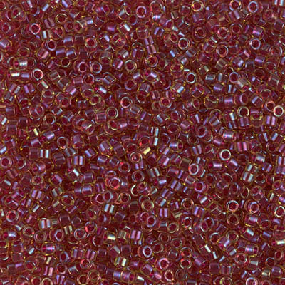 DB0282 - 5g Size 11/0 delicas in Cranberry lined Light Topaz Lustre