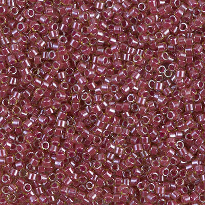 DB0283 - 1g Size 11/0 delicas in Cranberry lined Amber
