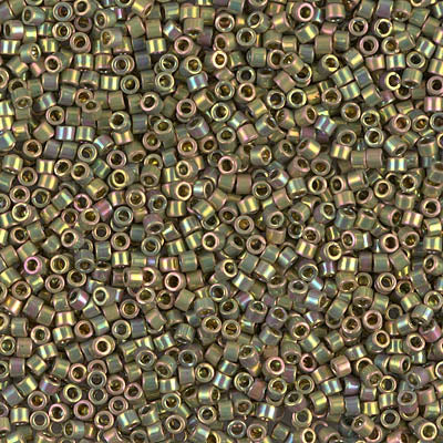 DB0508 - 1g Size 11/0 delicas in 24kt Green Gold Iris