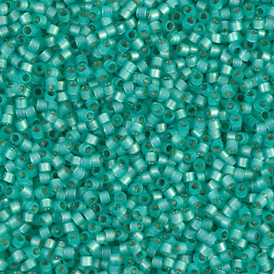 DB0627 - 1g Size 11/0 delicas in Dyed Silver lined Mint Green Alabaster