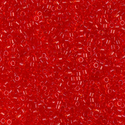 DB0704 - 1g Size 11/0 delicas in Transparent Dark Tangerine