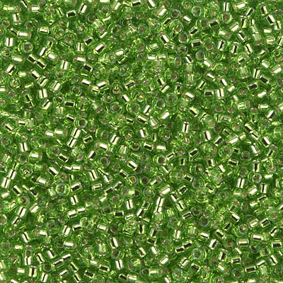 DB1206 - 5g Size 11/0 delicas in Silver lined Lime