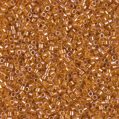 DB1702 - 5g Size 11/0 delicas in Copper pearl lined Marigold