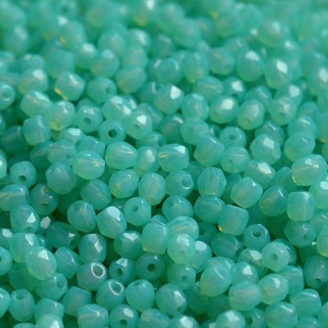 50 x 3mm faceted beads in Opal Green