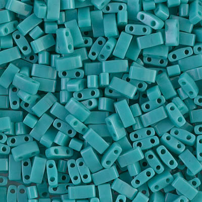 HTL0412 - 5g Half Tila beads in Opaque Turquoise Green