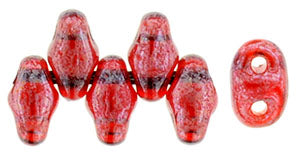5g MiniDuo beads in Siam Ruby Lustre