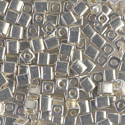 1051 - 10g Miyuki 4mm cubes in Galvanised Silver