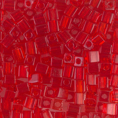 0140 - 10g Miyuki 4mm cubes in Transparent Light Red