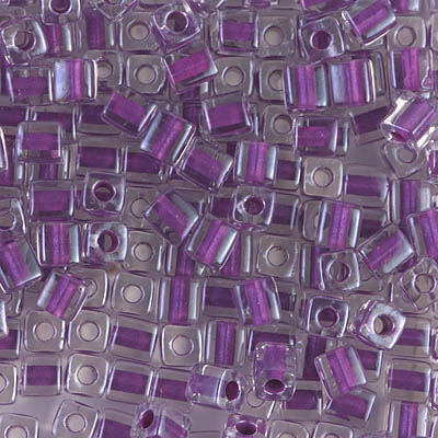 0243 - 10g Miyuki 4mm cubes in Purple lined Crystal