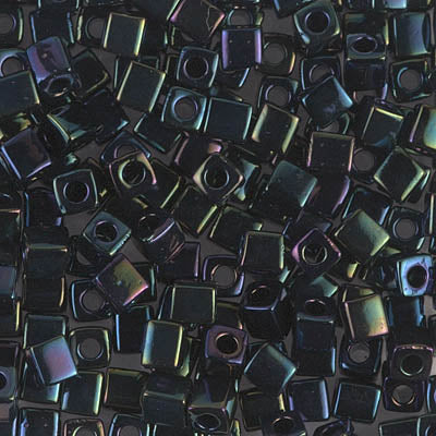 0452 - 10g Miyuki 4mm cubes in Metallic Dark Blue Iris