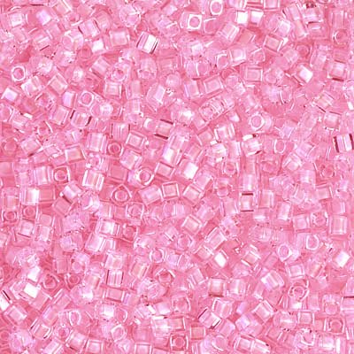 0207 - 5g x 1.8mm Miyuki cubes in Pink lined Crystal