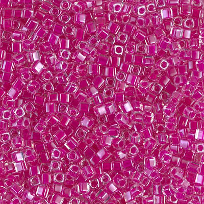 0209 - 5g x 1.8mm Miyuki cubes in Fuchsia lined Crystal