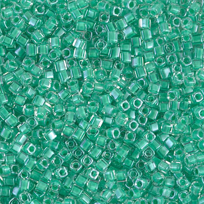 0219 - 5g x 1.8mm Miyuki cubes in Dark Mint Green lined Crystal