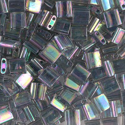 TL2440D - 5g Tila beads in Dark Transparent Grey Rainbow Lustre