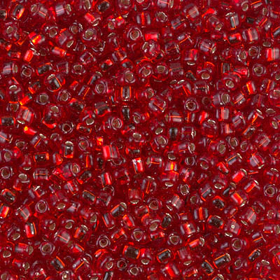 1809 - 10g Size 10/0 Miyuki triangles in Silver lined Garnet