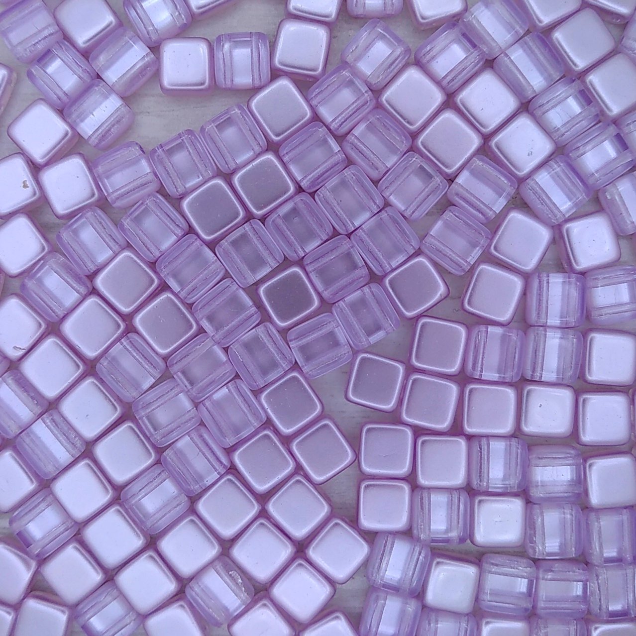 20 x 6mm Czech tiles in Crystal/Lilac