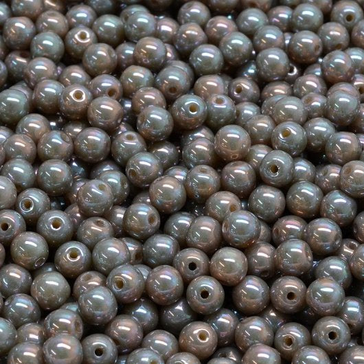 50 x 4mm round beads in Opaque Beige Nebula